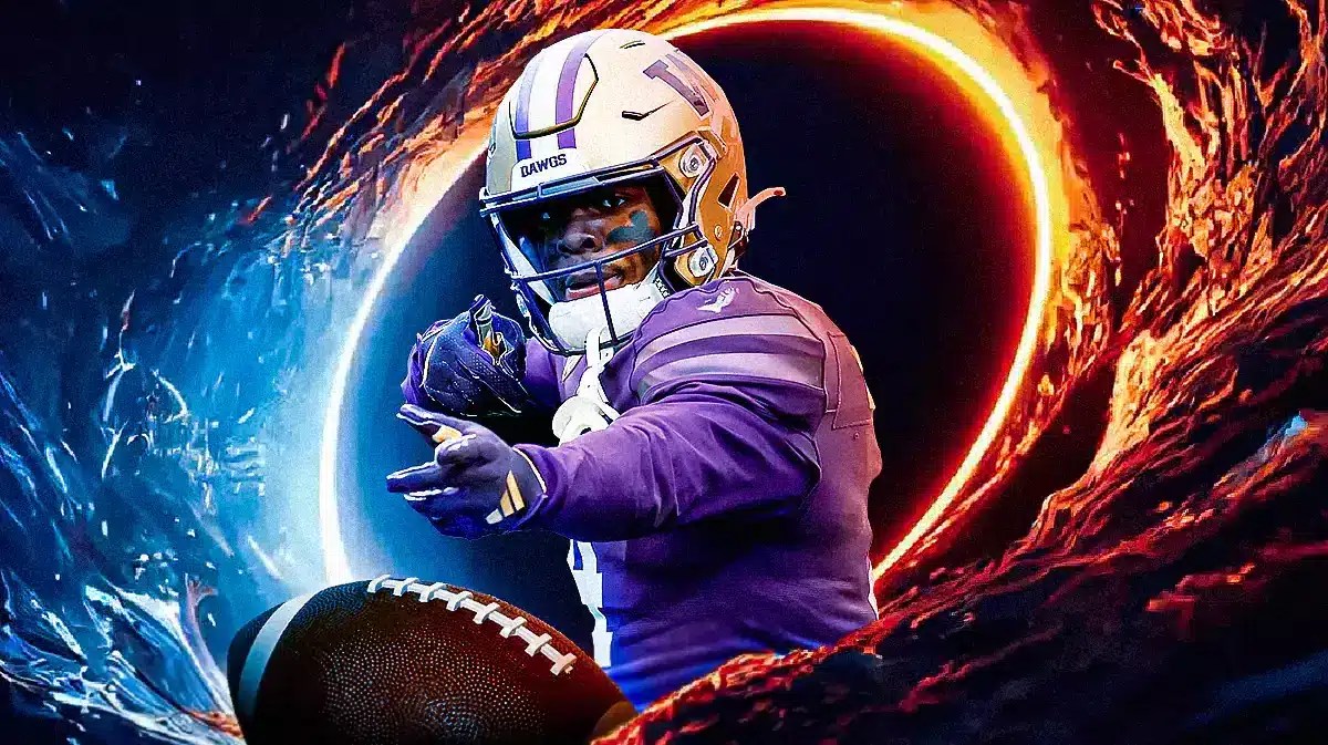 Germie Bernard (Washington football wide receiver) in front of a portal