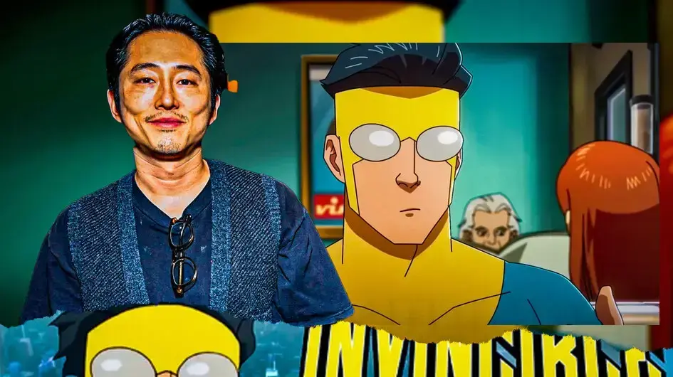 Steven Yeun and scene from Invincible.