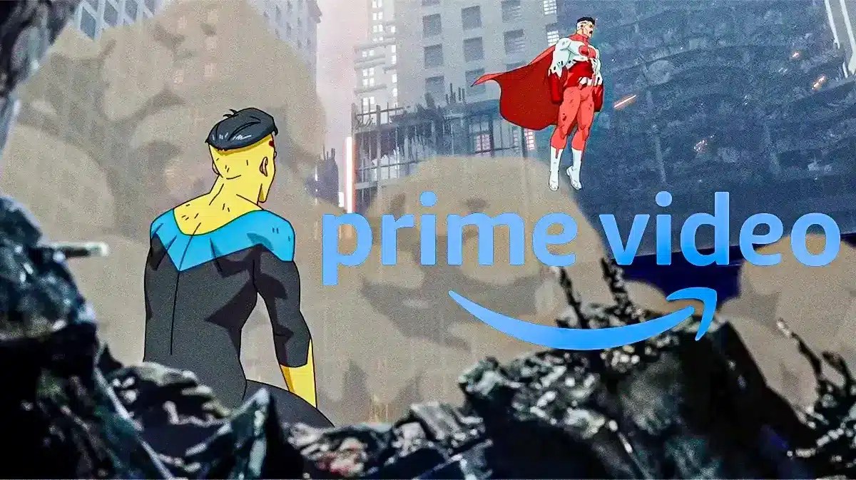 Scene from Invincible with a Prime Video logo.