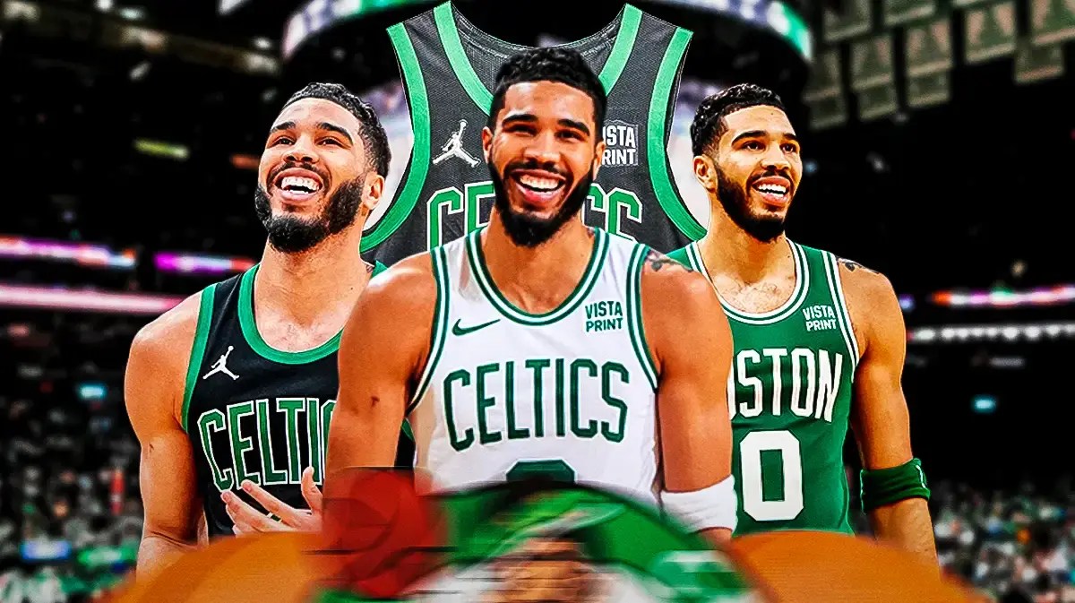 Jayson Tatum in various Boston Celtics jerseys