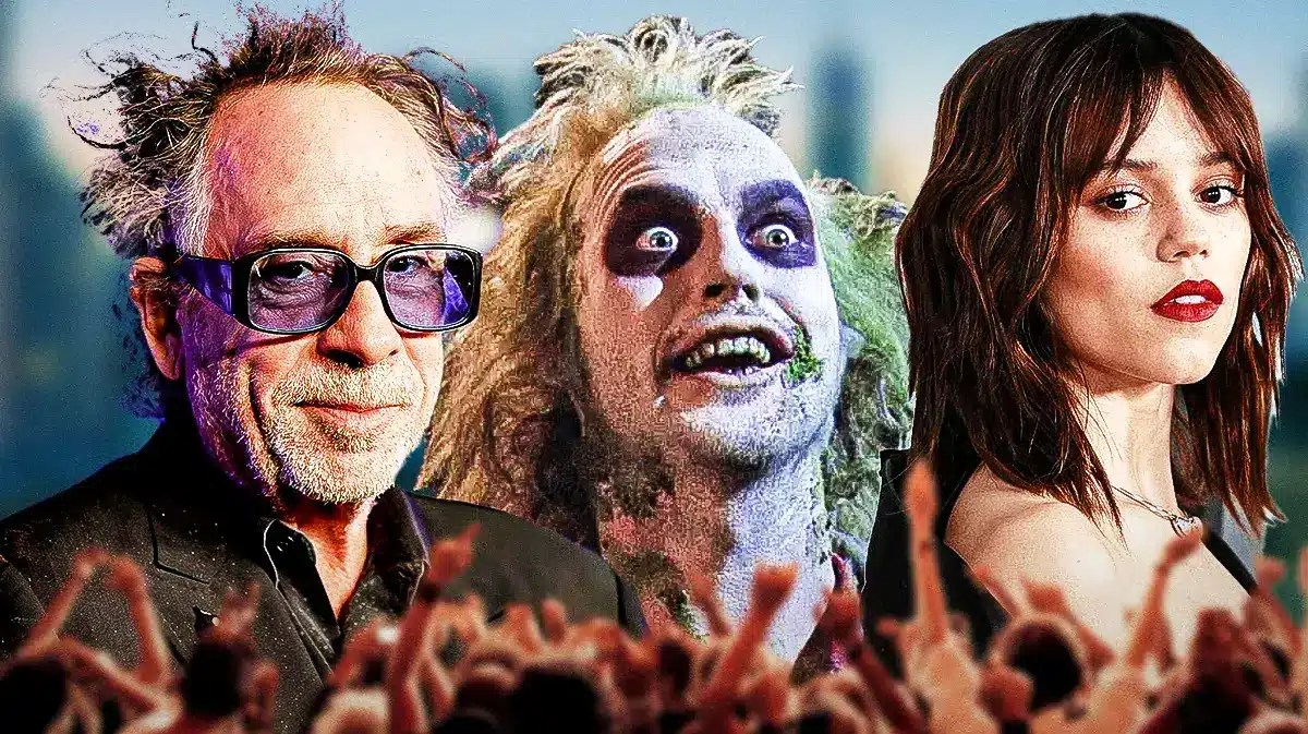 Tim Burton, Beetlejuice, and Jenna Ortega.