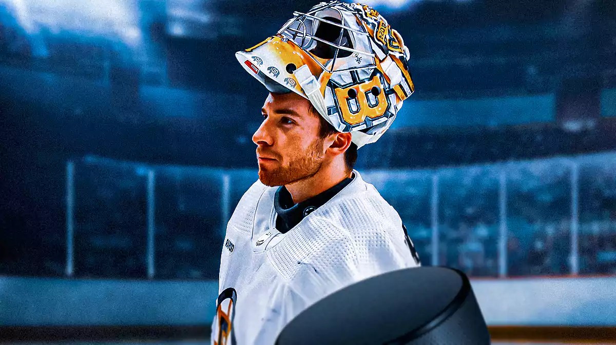 Bruins goalie Jeremy Swayman.