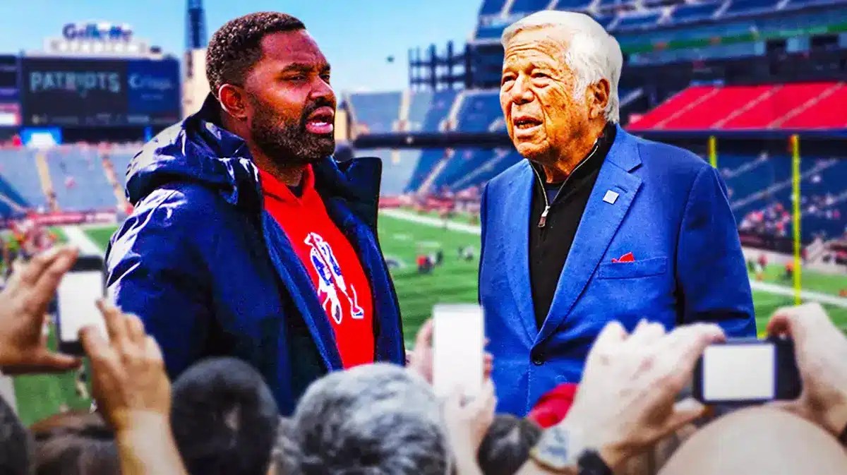 Jerod Mayo with Robert Kraft of the New England Patriots