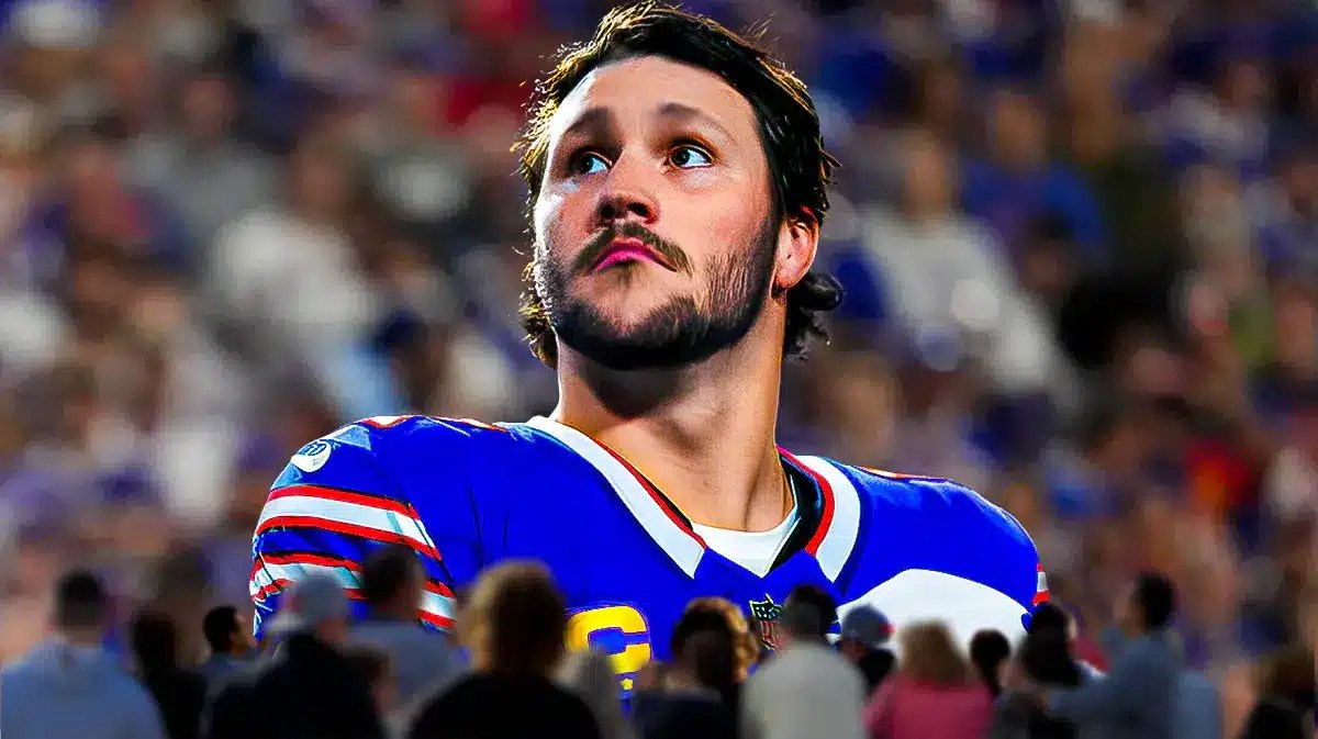 Buffalo Bills quarterback Josh Allen with sad face