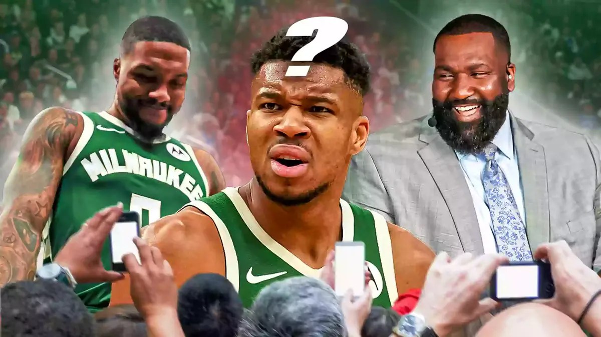 Kendrick Perkins with Bucks Adrian Griffin mentees Giannis Antetkounmpo and Damian Lillard