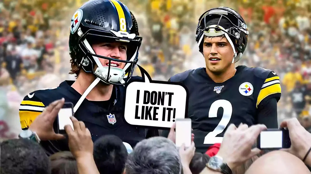 Kenny Pickett saying “It’s not true”, Mason Rudolph next to him