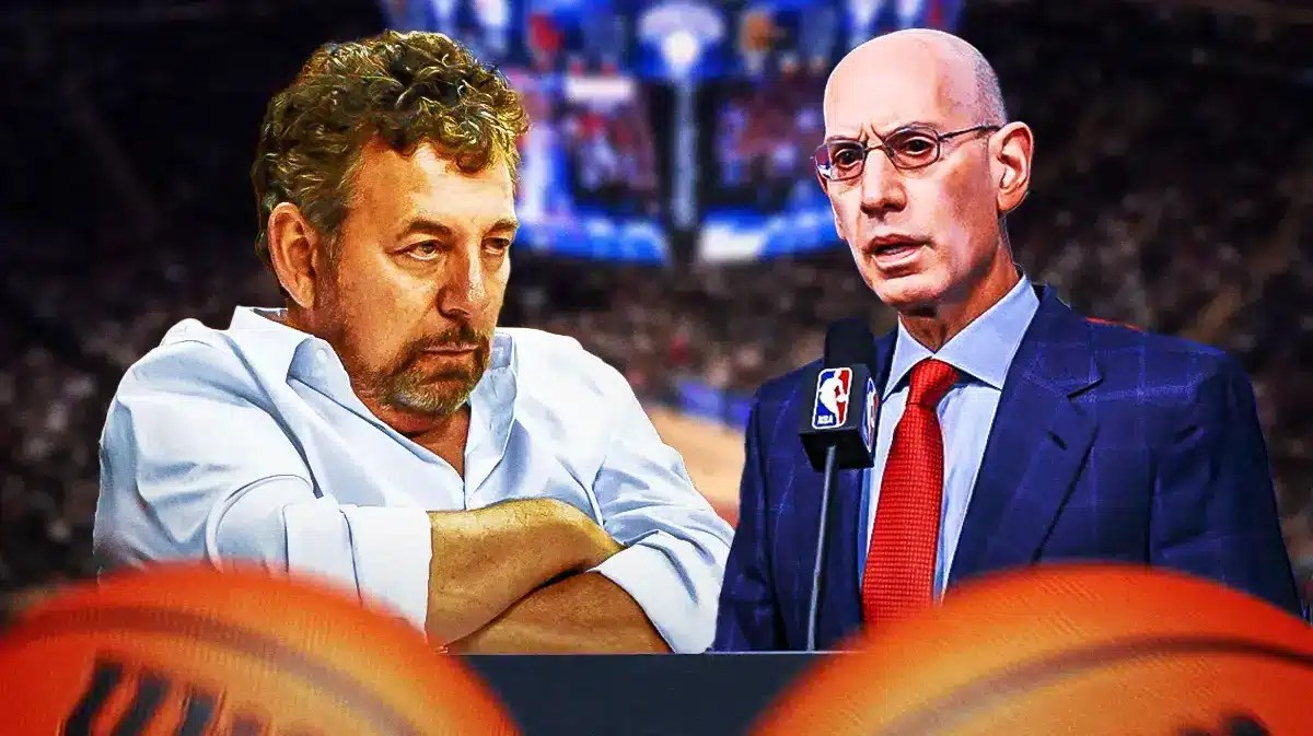 Knicks owner James Dolan next to Adam Silver