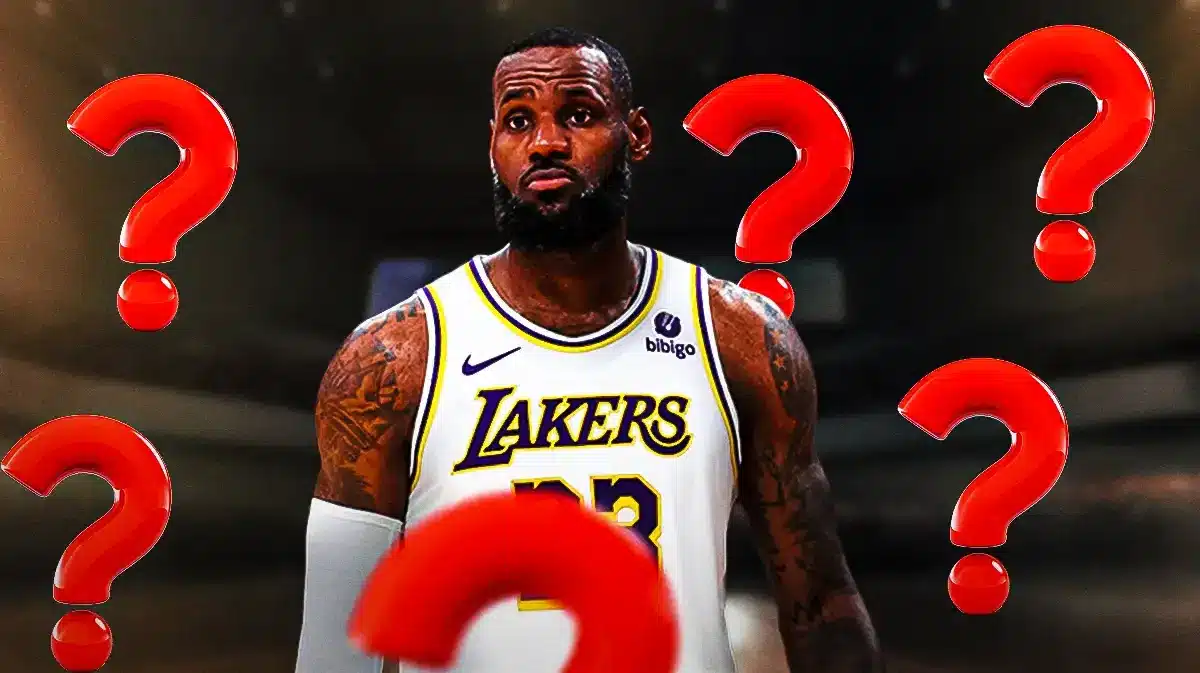 Lakers' LeBron James with question marks everywhere.