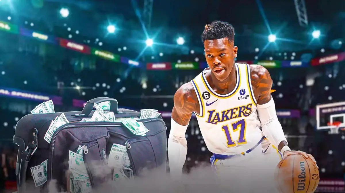 Dennis Schroder fumbling the bag from the Los Angeles Lakers