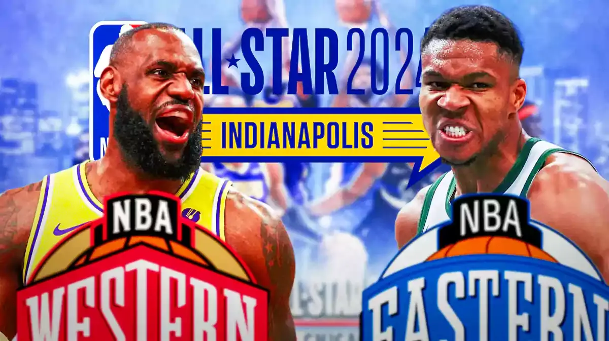 LeBron James Giannis Antetokounmpo Highlight 2024 NBA All Star Game Starters.webp