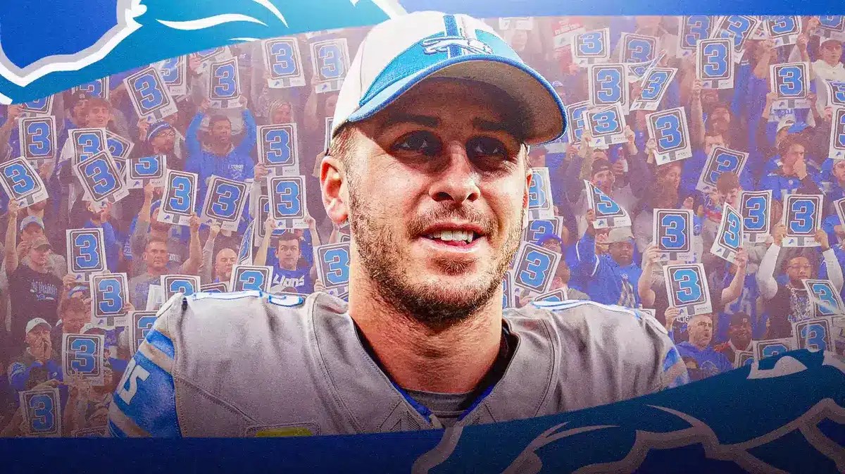 Jared Goff with Detroit Lions fans cheering