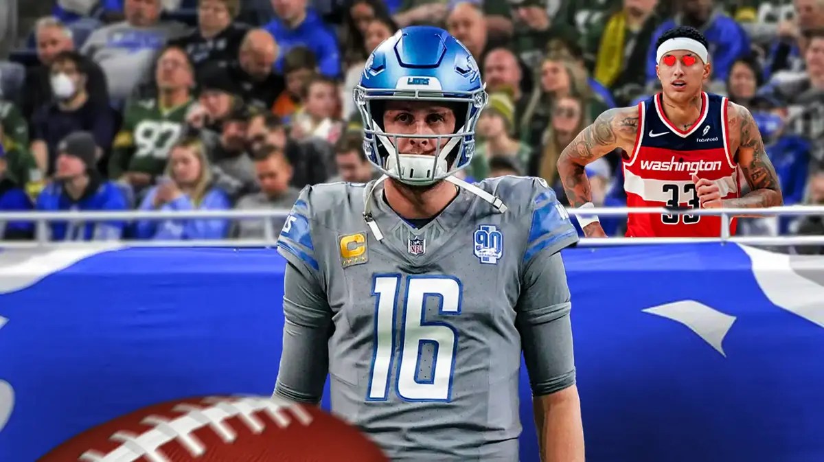 Wizards star Kyle Kuzma loving the Lions as they beat the Rams.