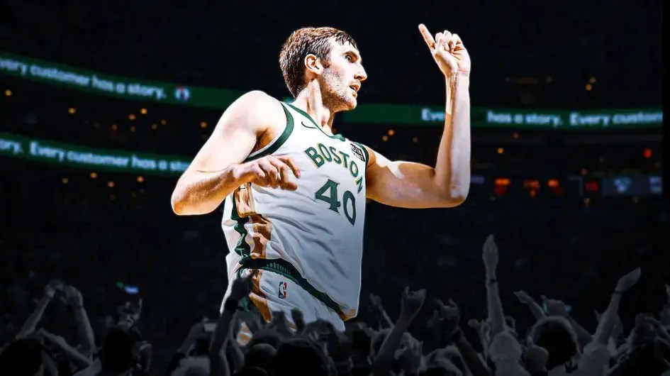 Boston Celtics center Luke Kornet celebration