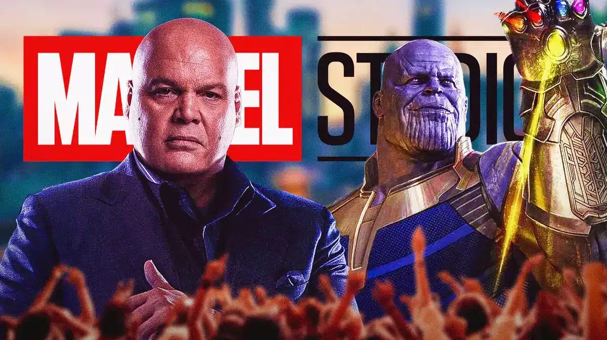 Marvel Studios MCU logo with Vincent D'Onofrio Kingpin and Josh Brolin Thanos.