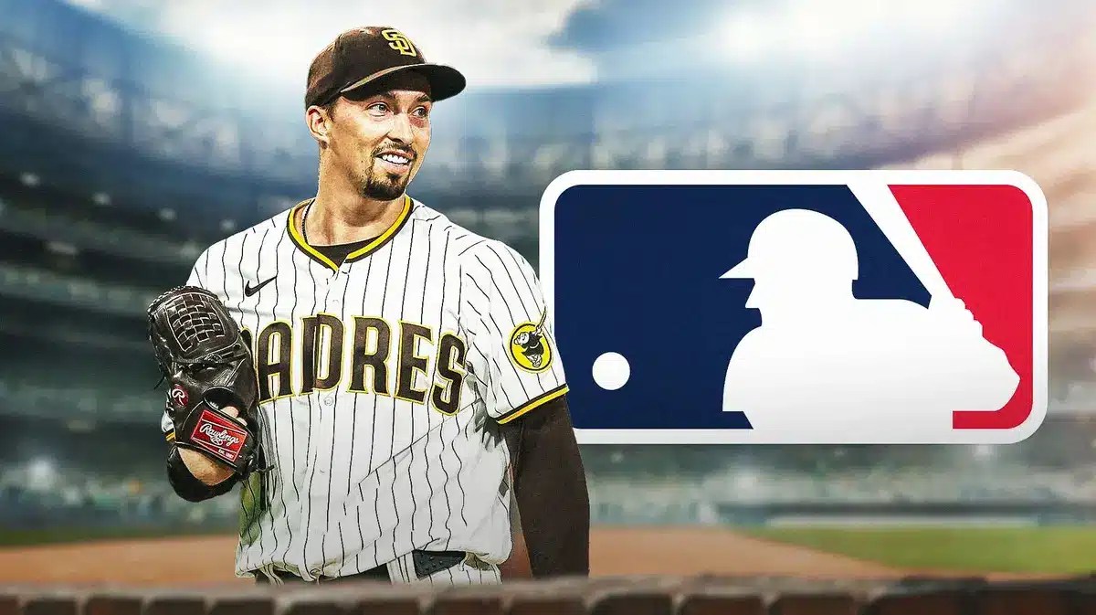 Padres' Blake Snell asses his options during MLB Free Agency rumors, Yankees stadium in the background