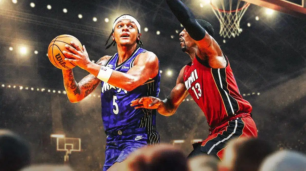 Magic Paolo Banchero defended by Heat Bam Adebayo