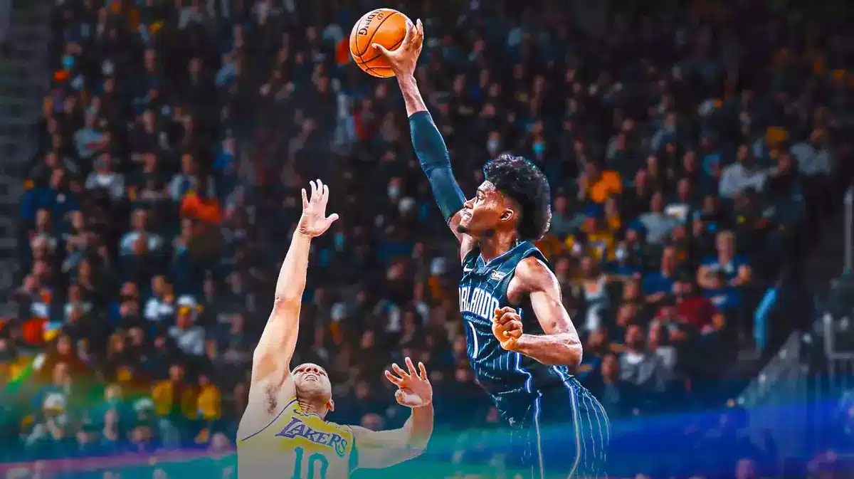 Orlando Magic's Jonathan Isaac blocking a shot
