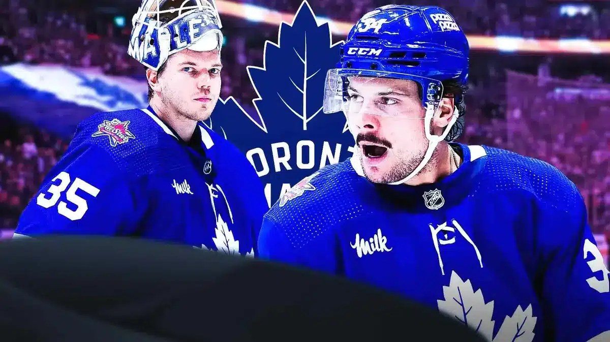 Maple Leafs star Auston Matthews with Ilya Samsonov.