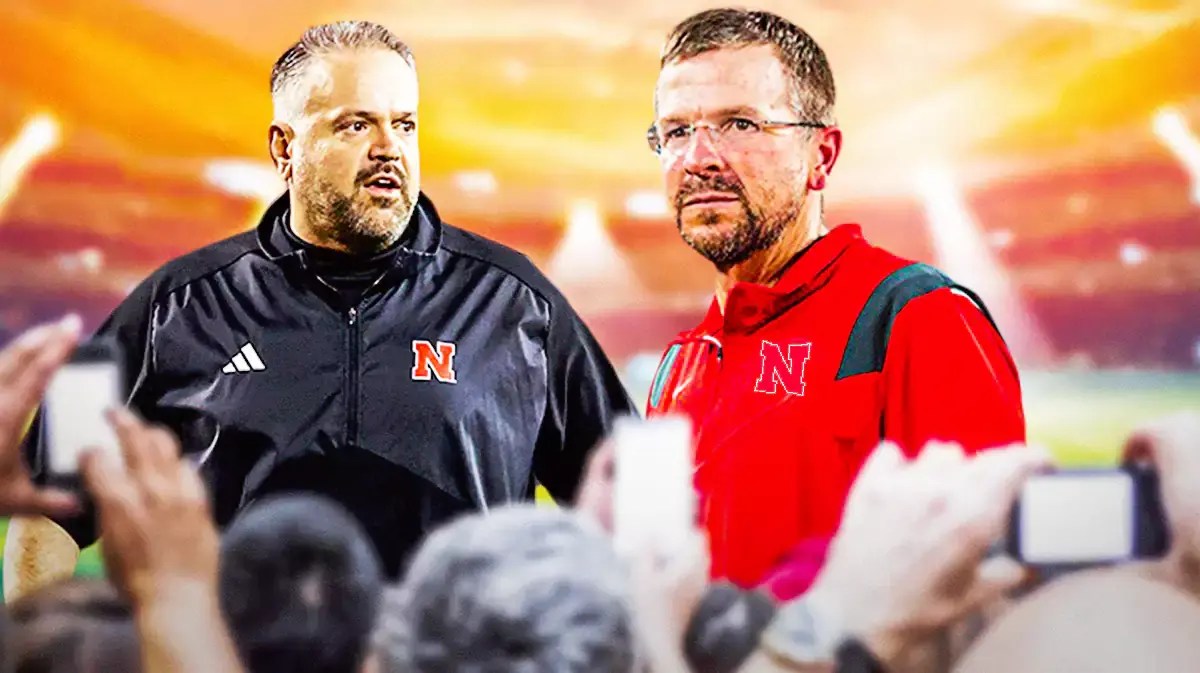 Photo: Matt Rhule in Nebraska gear next to Glenn Thomas in Nebraska gear