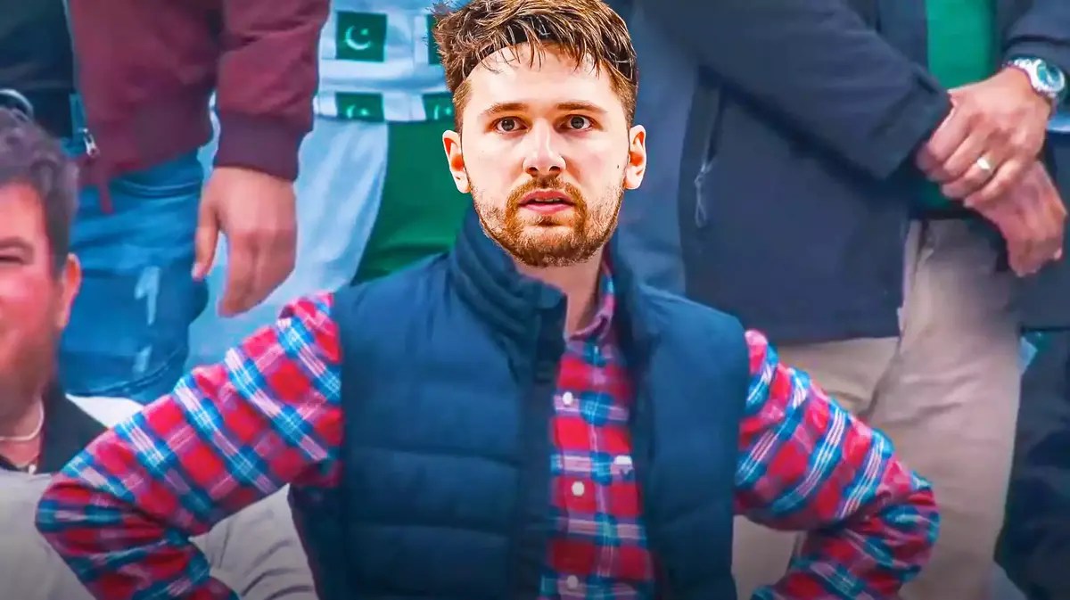 Mavericks star Luka Doncic as the annoyed cricket fan meme