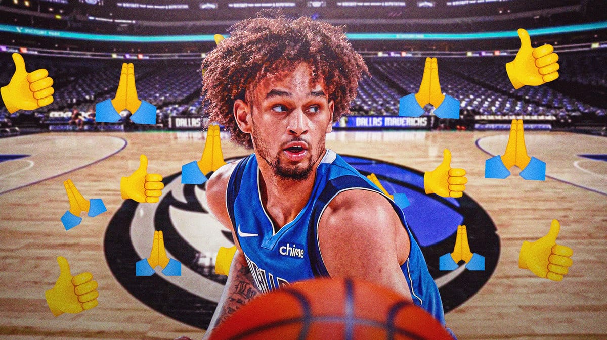Mavs' Dereck Lively II with the thumbs up emojis and prayer hands emojis all over him