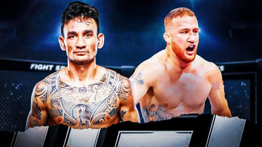 Max Holloway and Justin Gaethje in the UFC cage