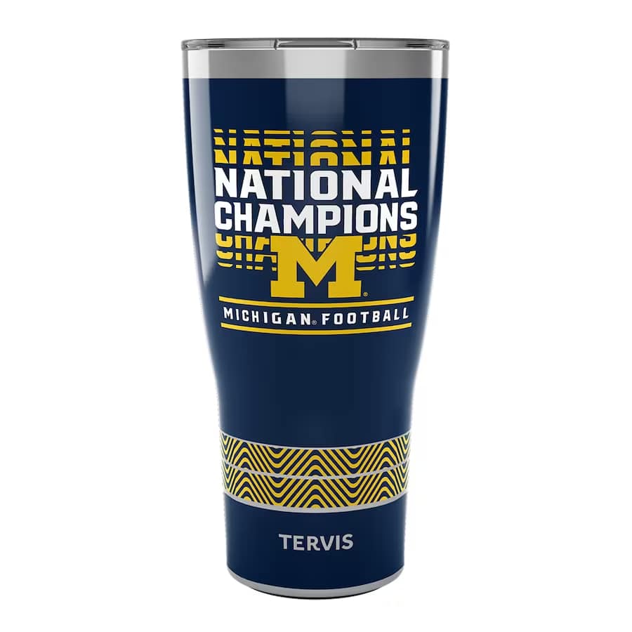 Michigan Wolverines Tervis College Football Playoff 2023 National Champions 30oz. Stainless Steel Tumbler on a white background.