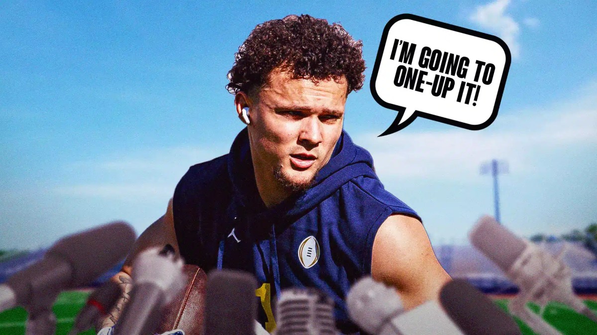 Michigan football wide receiver Roman Wilson, saying "I'm going to one-up it!"