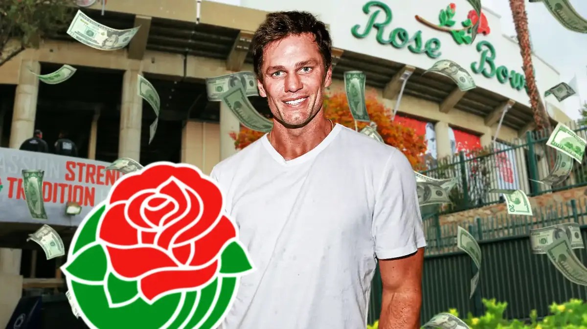 Tom Brady while watching Michigan football Jim Harbaugh vs Alabama in Rose Bowl