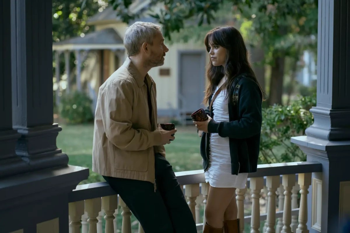 Martin Freeman and Jenna Ortega.