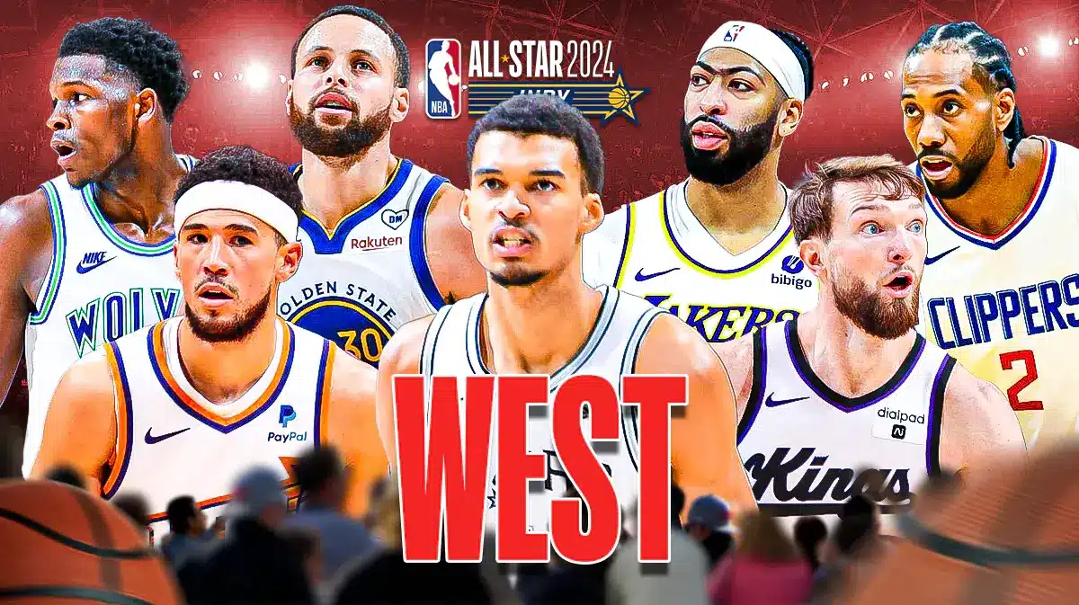 Western Conference All-Star predictions of Devin Booker, Anthony Edwards, Steph Curry, Victor Wembanyama, Anthony Davis, Kawhi Leonard and Domantas Sabonis