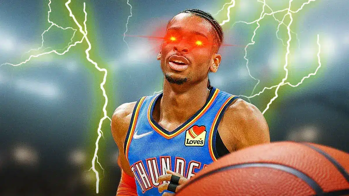 Shai Gilgeous-Alexander with lightning and laser eyes