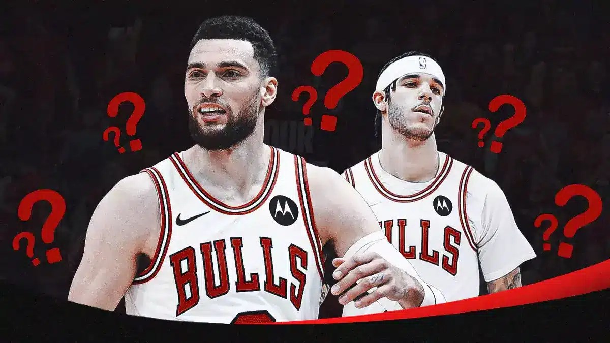 Lonzo Ball and Zach LaVine with question marks around them