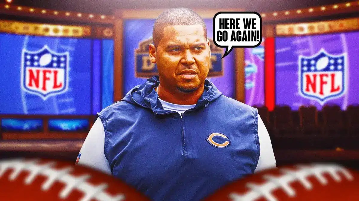 Bears GM Ryan Poles who again owns and could trade the No. 1 pick in the NFL Draft.