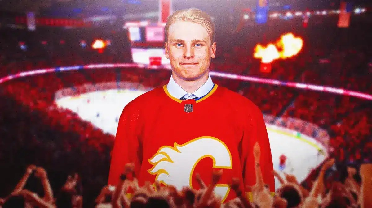 Rangers' Kaapo Kakko in a Calgary Flames uniform.