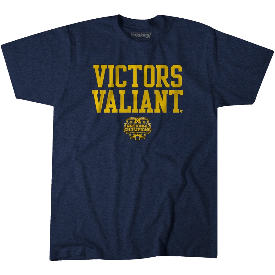 National Champs Victors Valiant T-Shirt - Navy color on a white background.