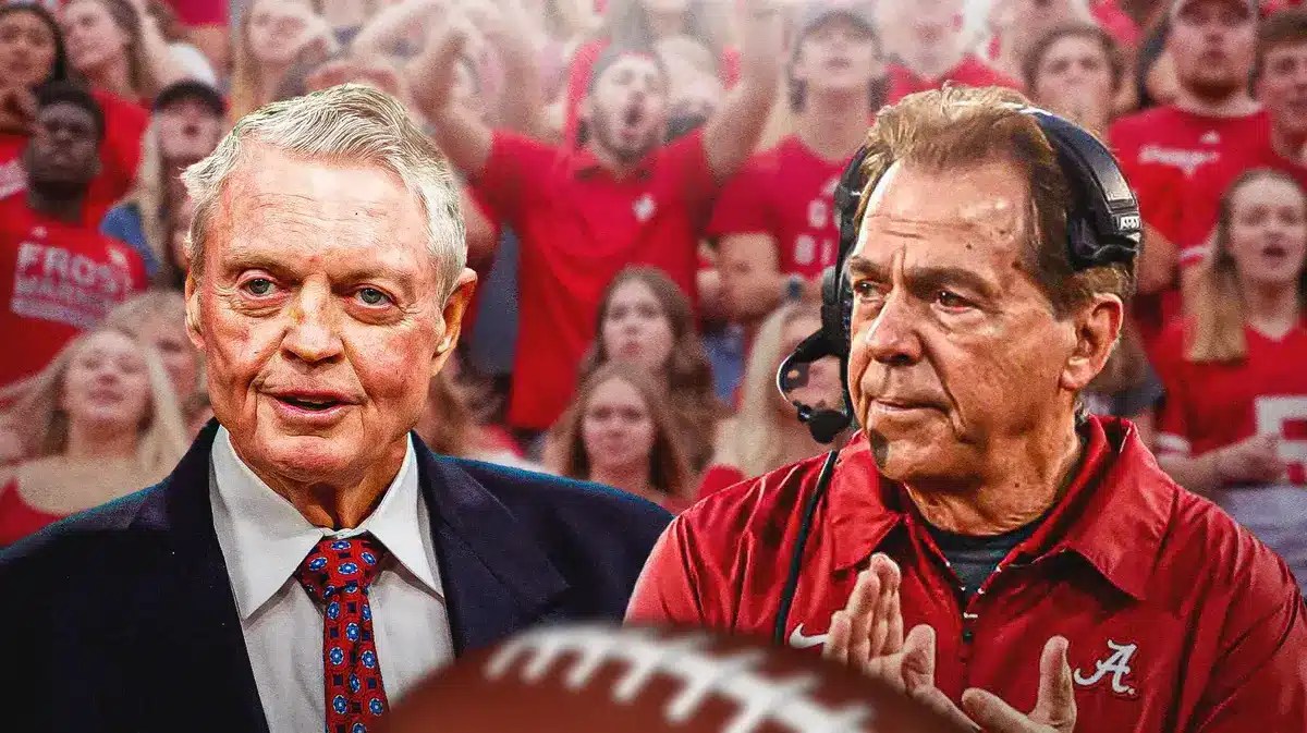 Photo: Nick Saban and Tom Osborne with Nebraska fans in the back