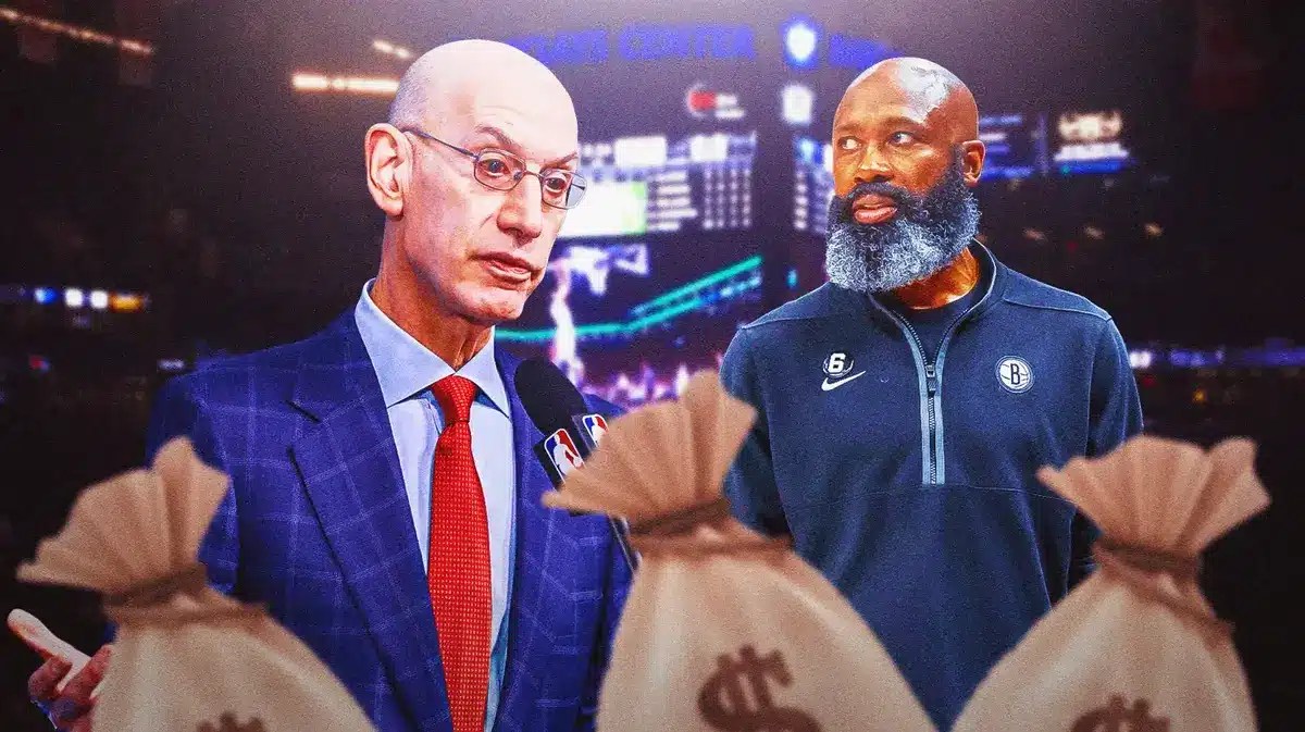 Nets coach Jacque Vaughn and NBA commissioner Adam Silver who fined the team for violating its player participation policy vs the Bucks.