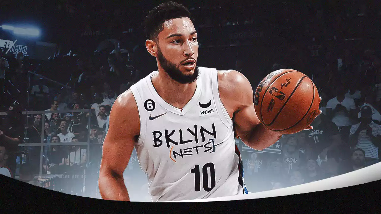 Ben Simmons with the Nets arena in the background