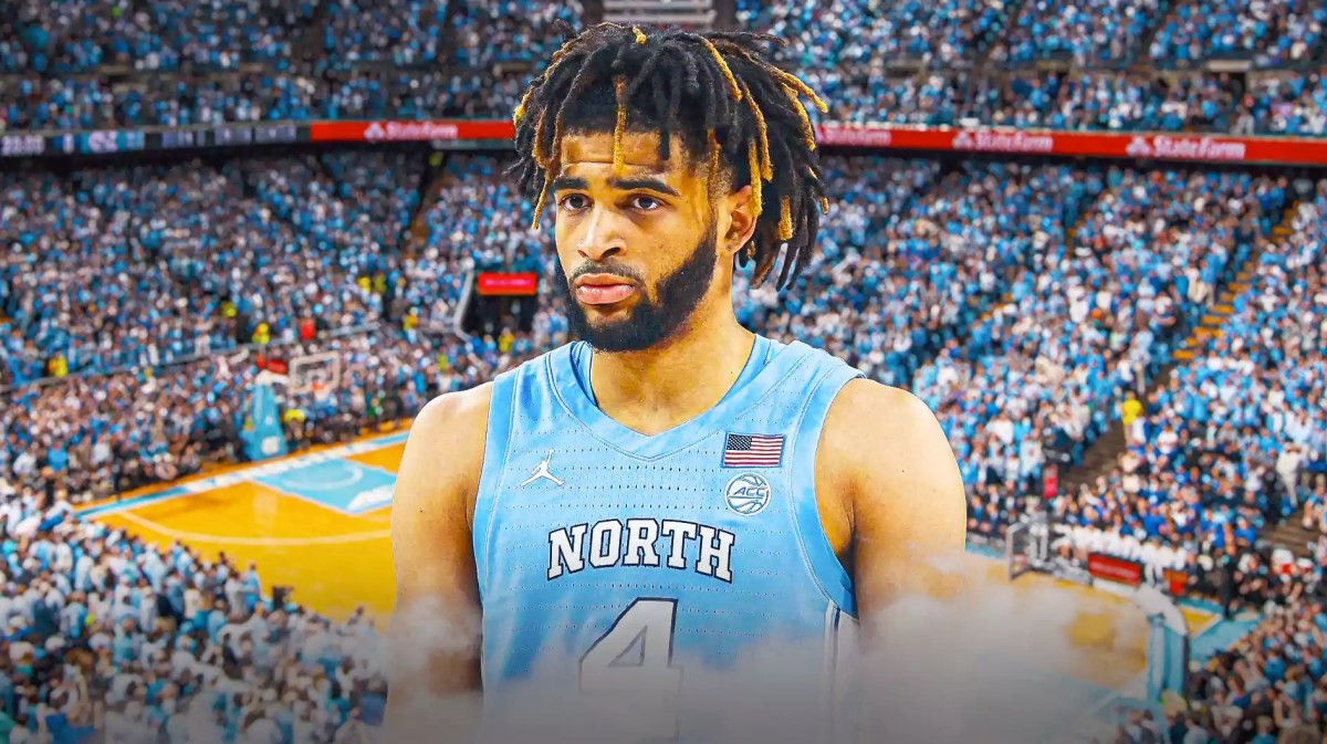 North Carolina basketball, Wake Forest basketball, Tar Heels, Demon Deacons, RJ Davis, RJ Davis with North Carolina basketball arena in the background