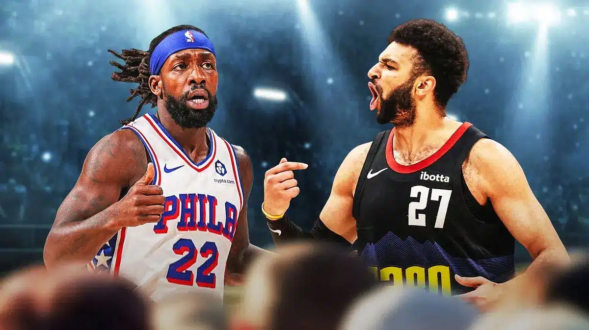 Nuggets guard Jamal Murray and Patrick Beverley arguing