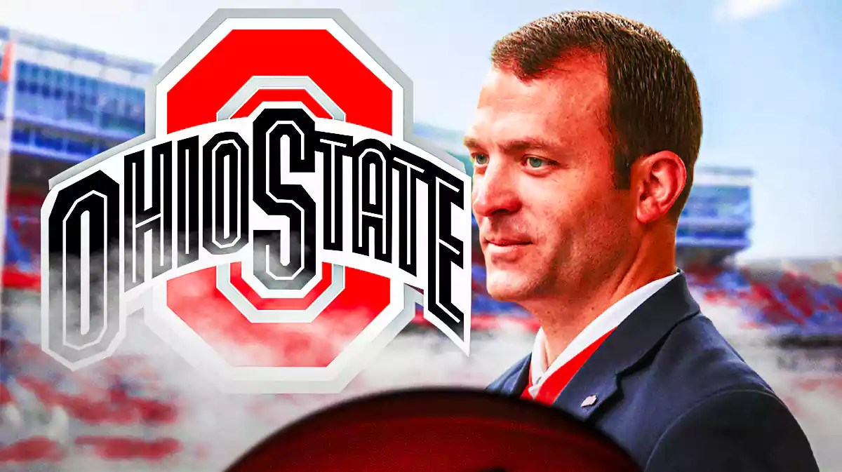 Ohio State football, Buckeyes, Ross Bjork, Ohio State AD, Ross Bjork Ohio State, Ross Bjork with Ohio State football stadium in the background