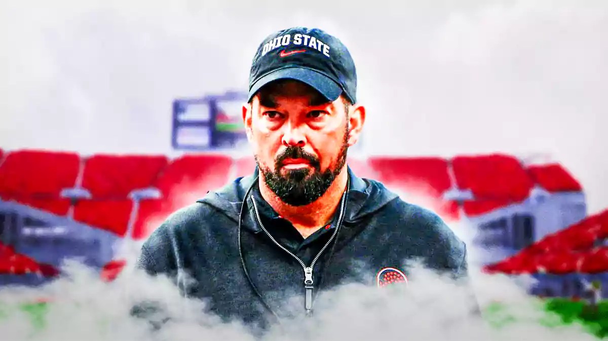 Ryan Day with Ohio State football stadium in the background