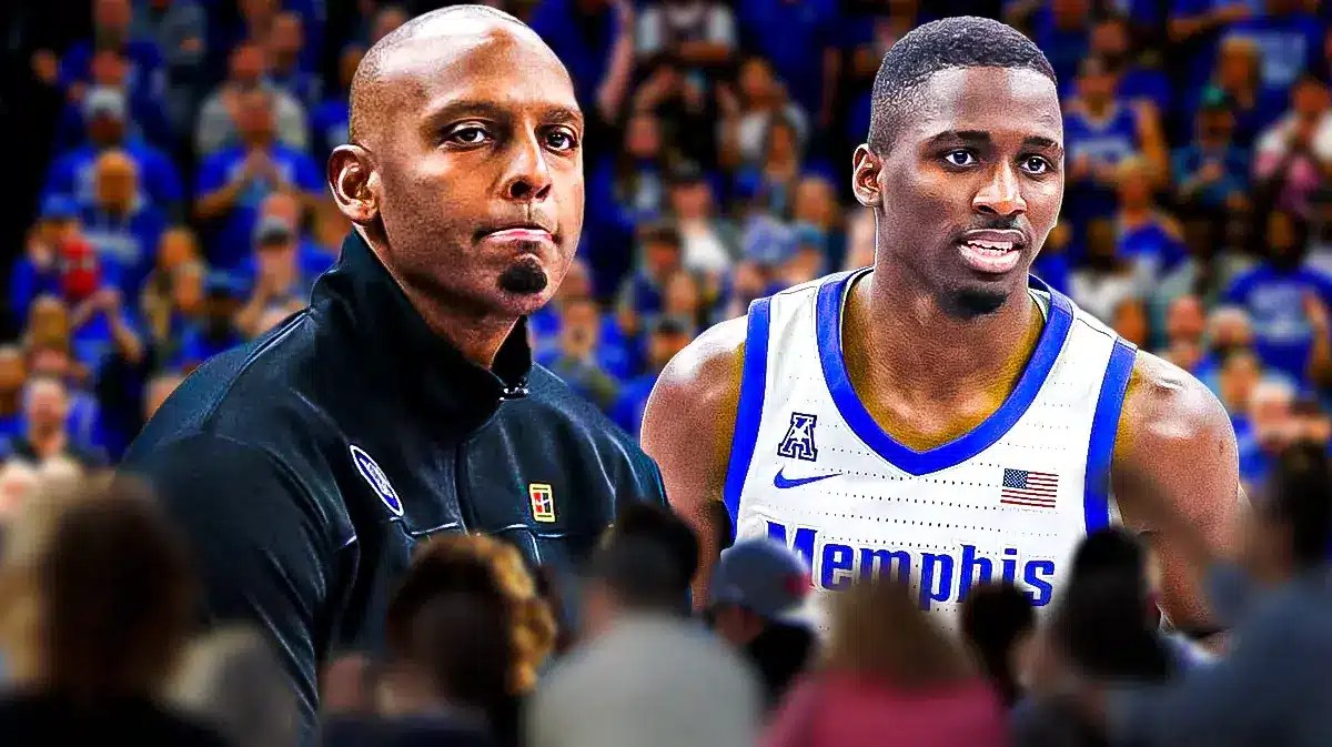 Memphis basketball coach Penny Hardaway and player David Jones