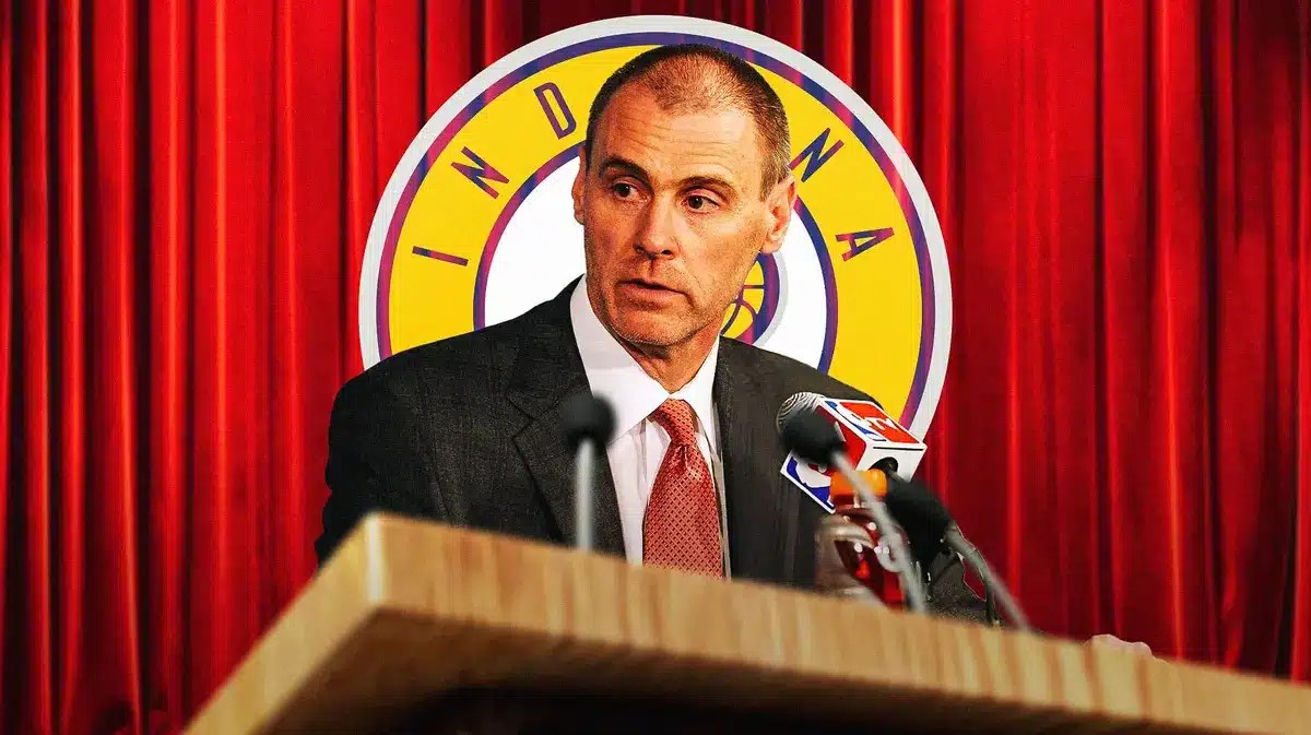 Indiana Pacers coach Rick Carlisle speaking at a podium