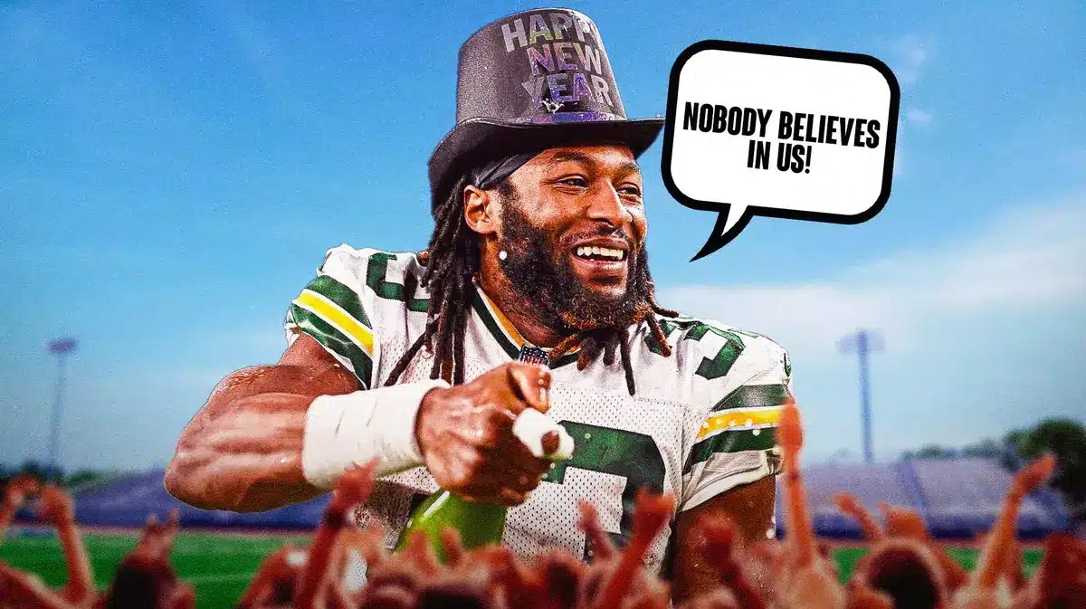 Green Bay Packers running back Aaron Jones saying Nobody Believes In Us