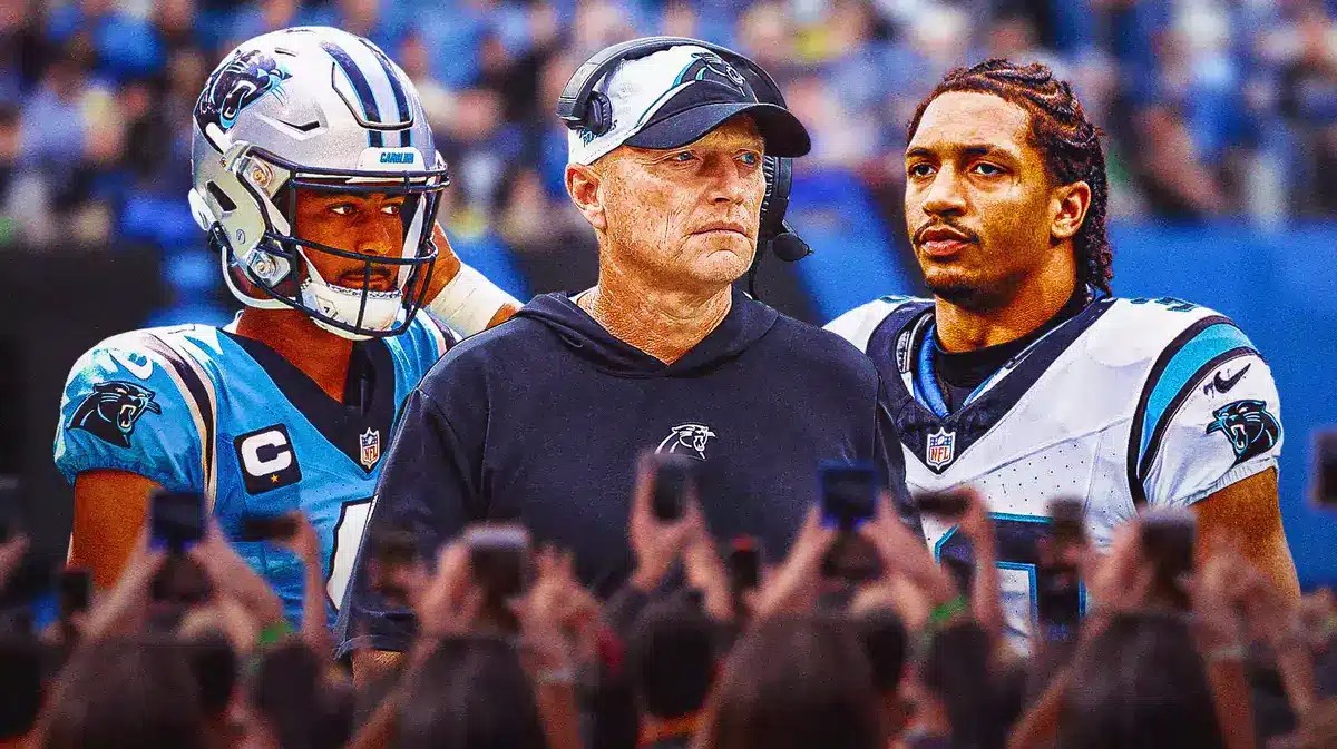 Panthers Chris Tabor with Bryce Young and Chuba Hubbard after loss to Buccaneers