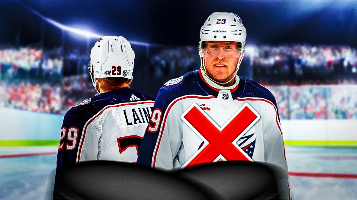 Blue Jackets forward Patrik Laine with an X over him.