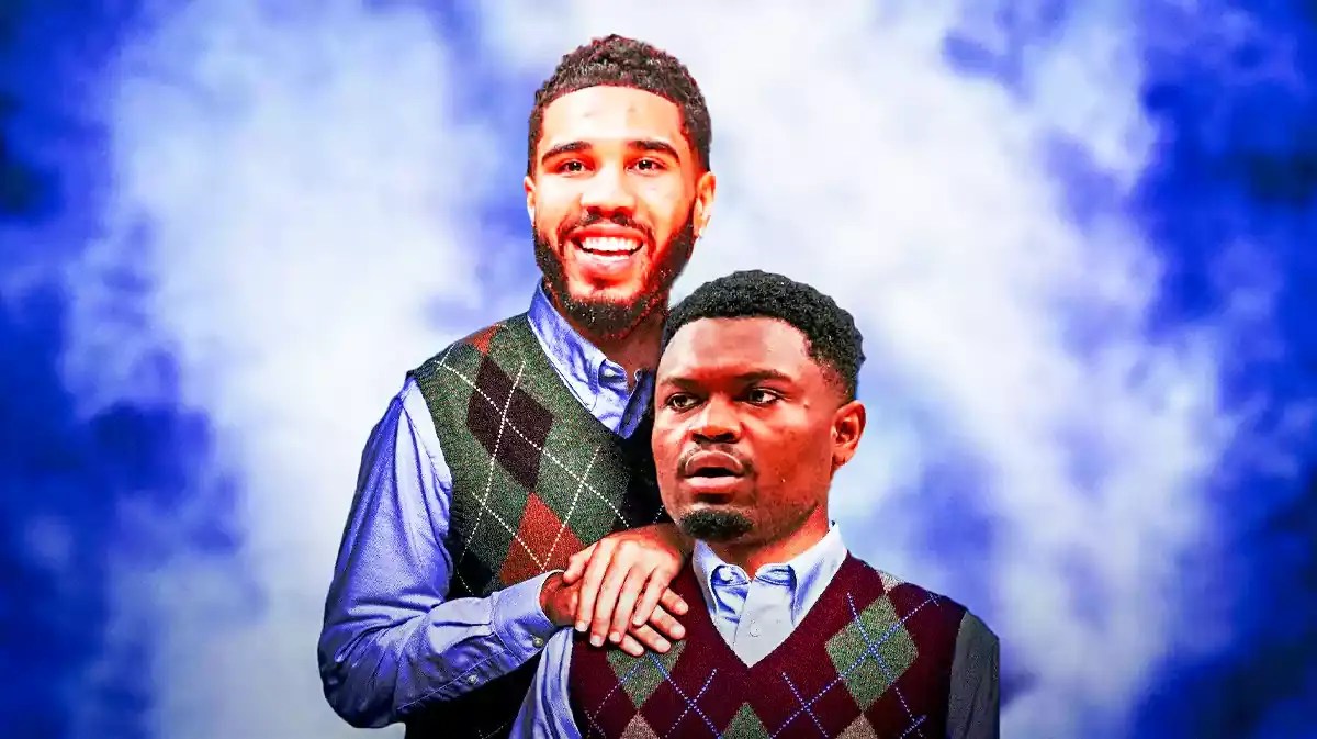 Jayson Tatum as Will Ferrell and Zion Williamson (Pelicans) as John C. Reilly (guy on RIGHT)