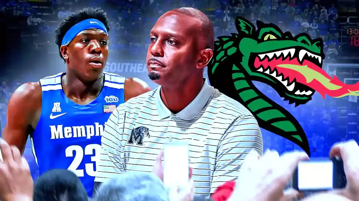 Memphis basketball center Malcolm Dandridge and head coach Penny Hardaway